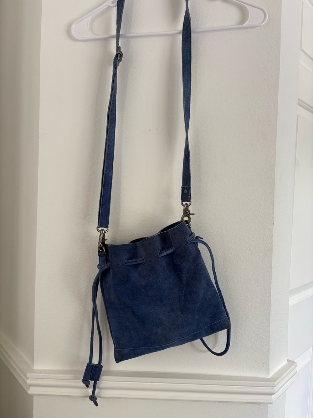 Free People Billie Suede Crossbody Bag Electric Blue
